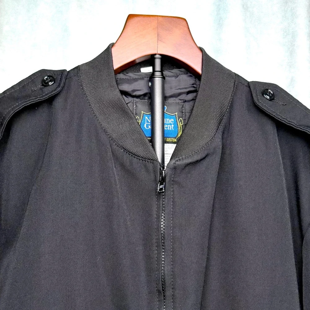 Neptune Garment Co Mens Bomber Jacket Black Wool Blend Thinsulate Size 44 Reg